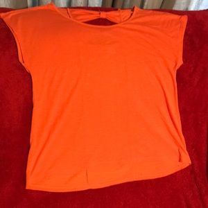 Orange Short Sleeve Shirt with Bow in Back